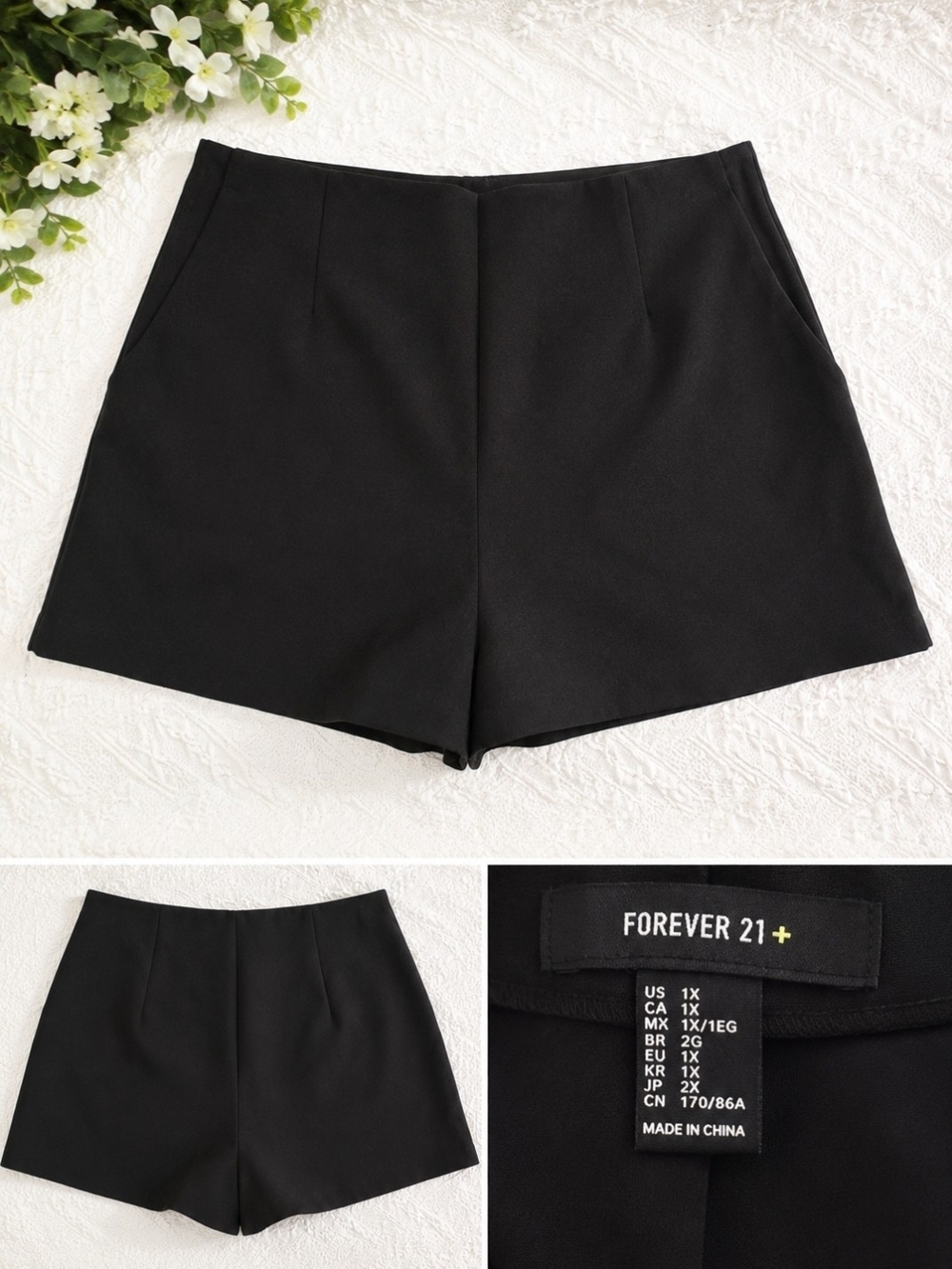 Forever 21 Black High-Waist Tailored Shorts